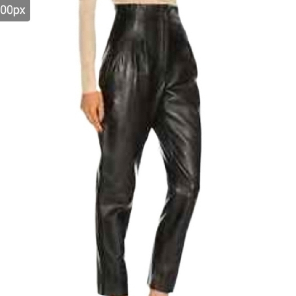 Evan Davies Edgy Retro NWOT High Waist Vintage Black Leather Pants Size 6